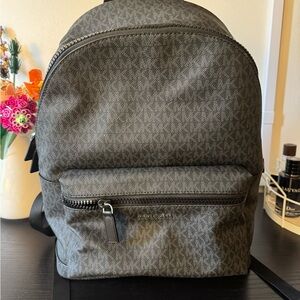 Michael Kors Gray Backpack with Leather Trim